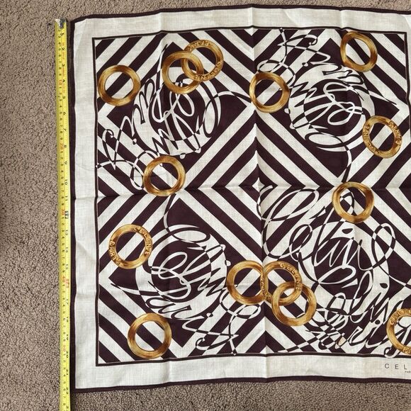 Authentic Celine Multicolor Women’s Small Scarf Cotton Handkerchief Foulard - Picture 2 of 4